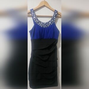 City Triangles Royal Blue and Black Embellished Mini Dress